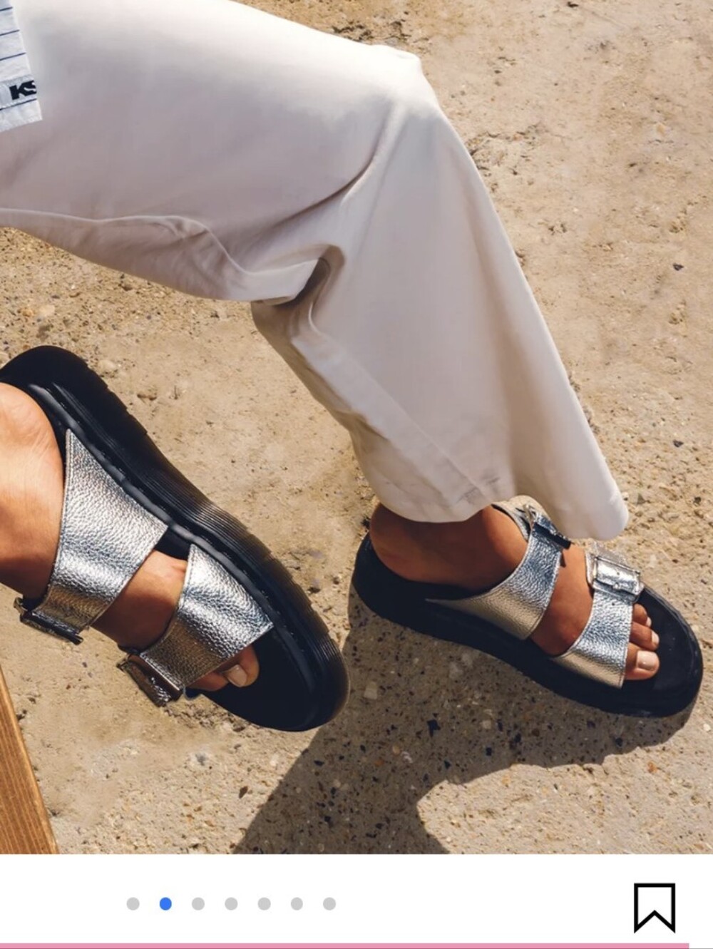 Dr. Martens Metallic Silver Double-Strap Josef Sandals